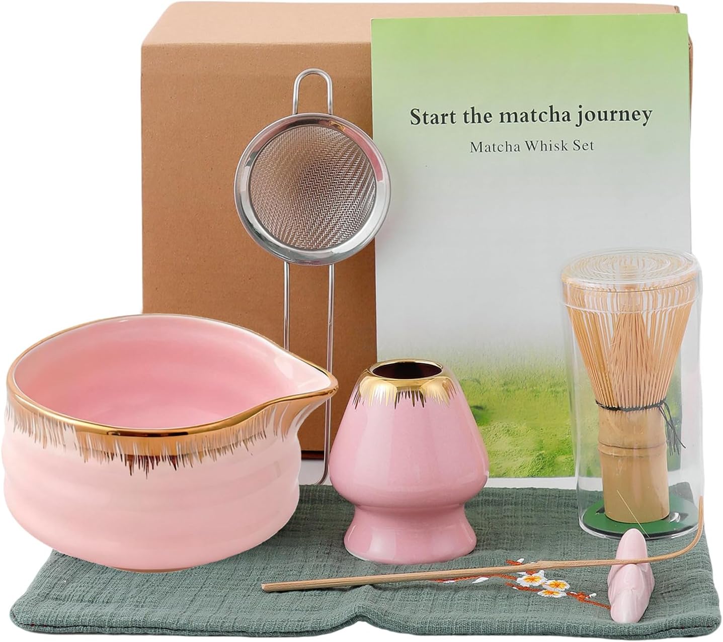 Kit Matcha - Rosado y Dorado - 7 piezas