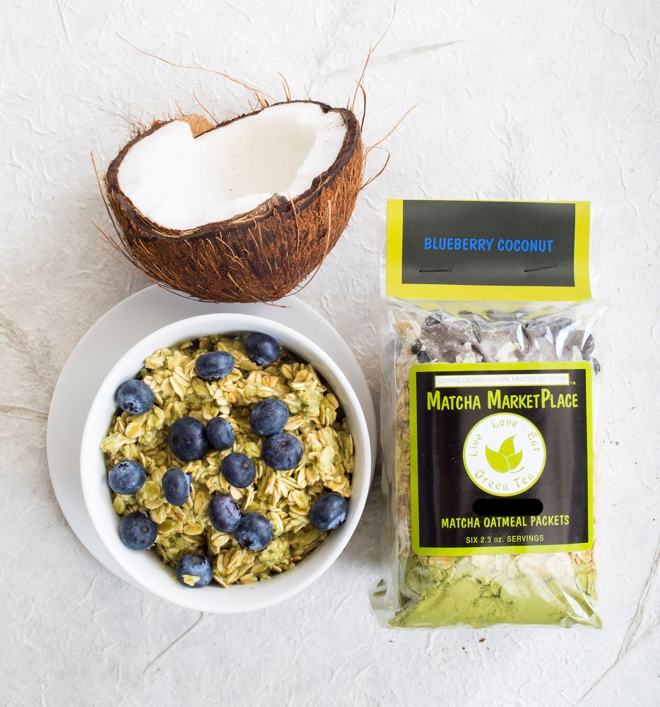 Blueberry Coconut Matcha Oatmeal