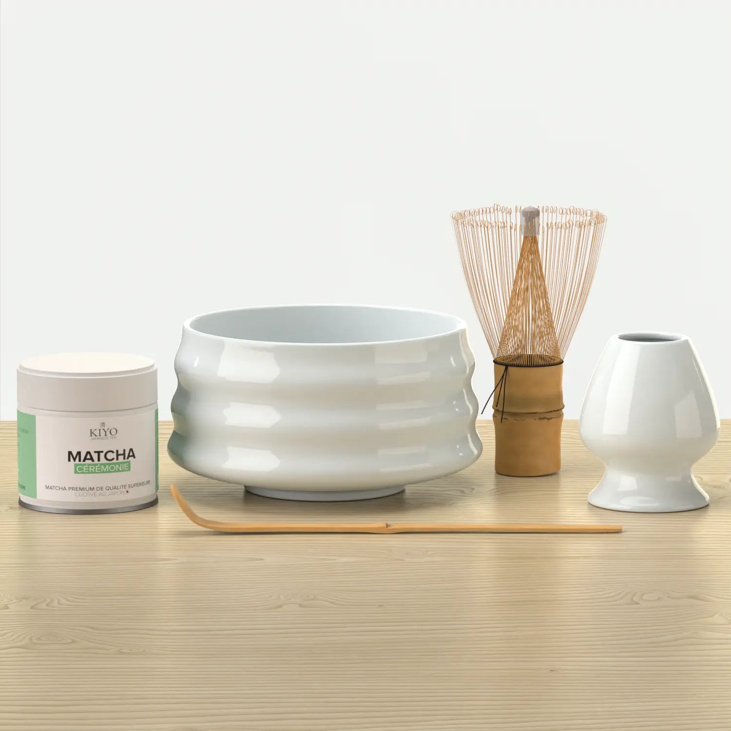 Coffret Cadeau Matcha Traditionnel - Kit Complet avec Accessoires & Thé - Blanc
