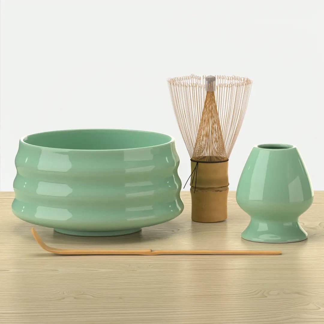 Set d'Accessoires Matcha Traditionnels - Bol, Fouet & Support - Vert (Sans Thé)