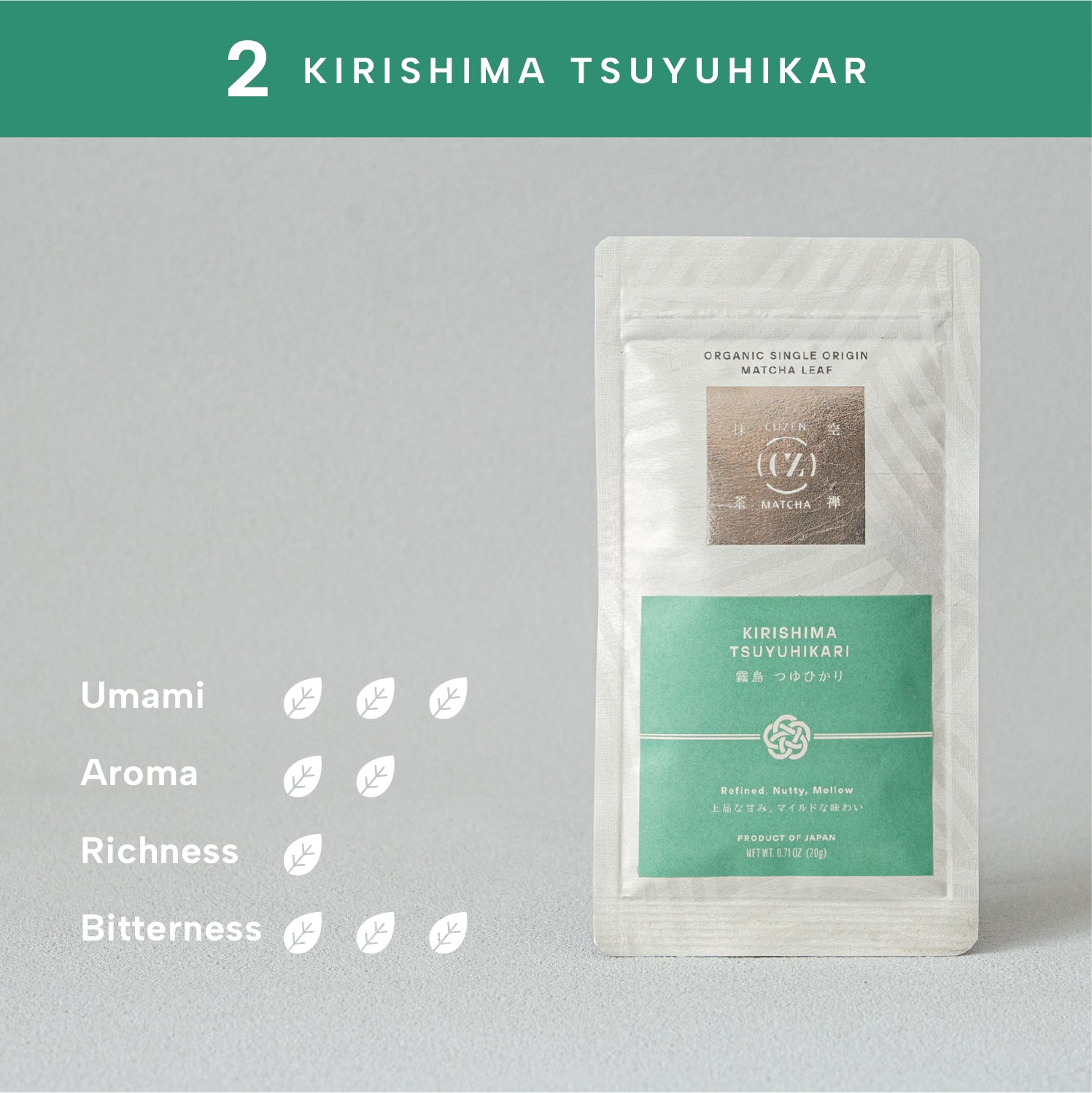 Organic Single Origin Matcha Leaf V01 - 02 Kirishima / Tsuyuhikari