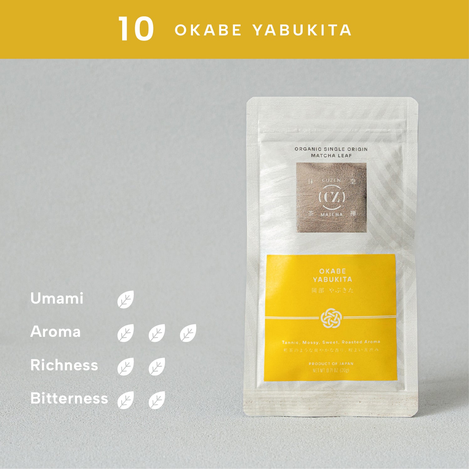 Organic Single Origin Matcha Leaf V01 - 10 Okabe / Yabukita