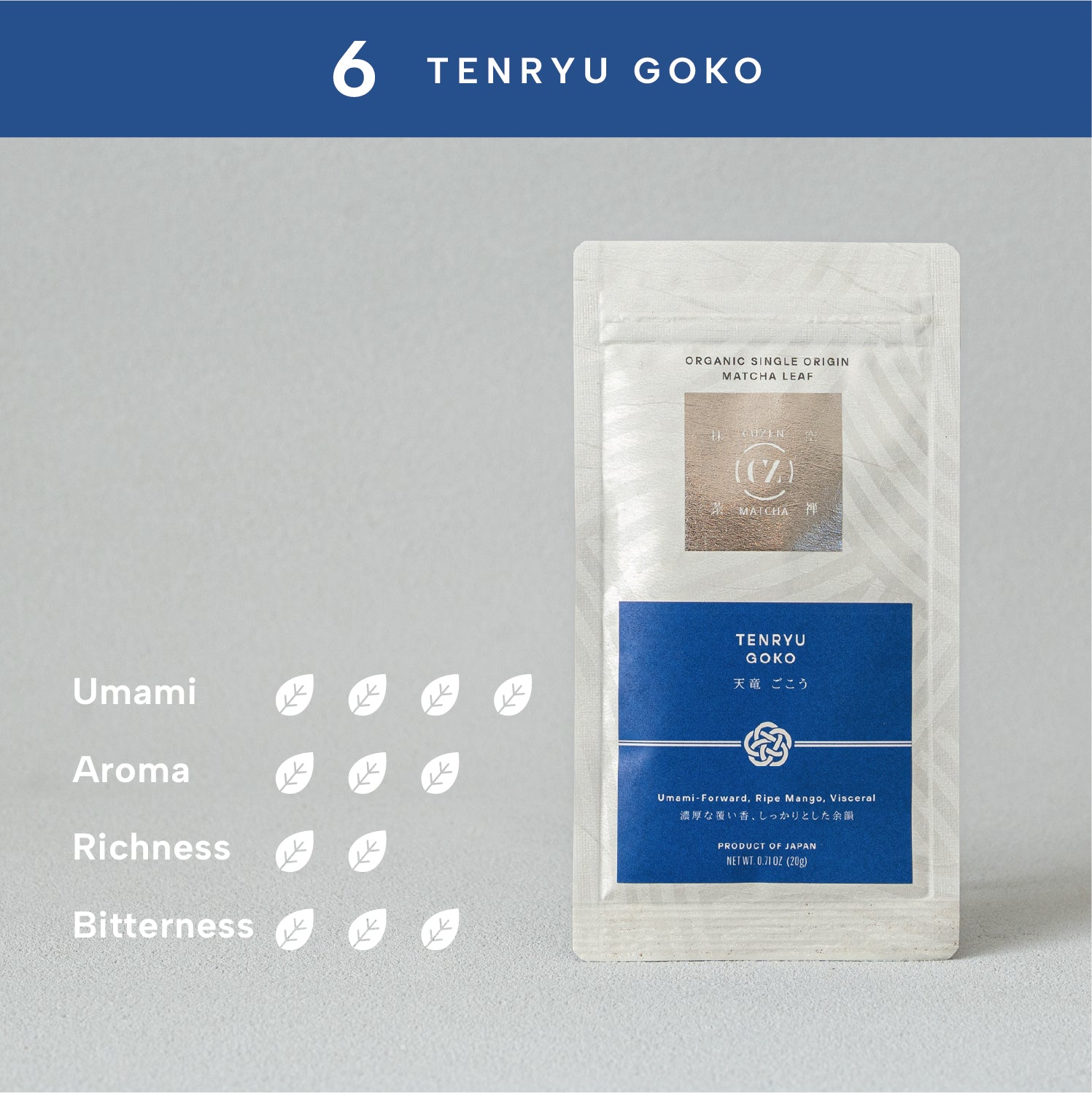 Organic Single Origin Matcha Leaf V01 - 06 Tenryu / Goko