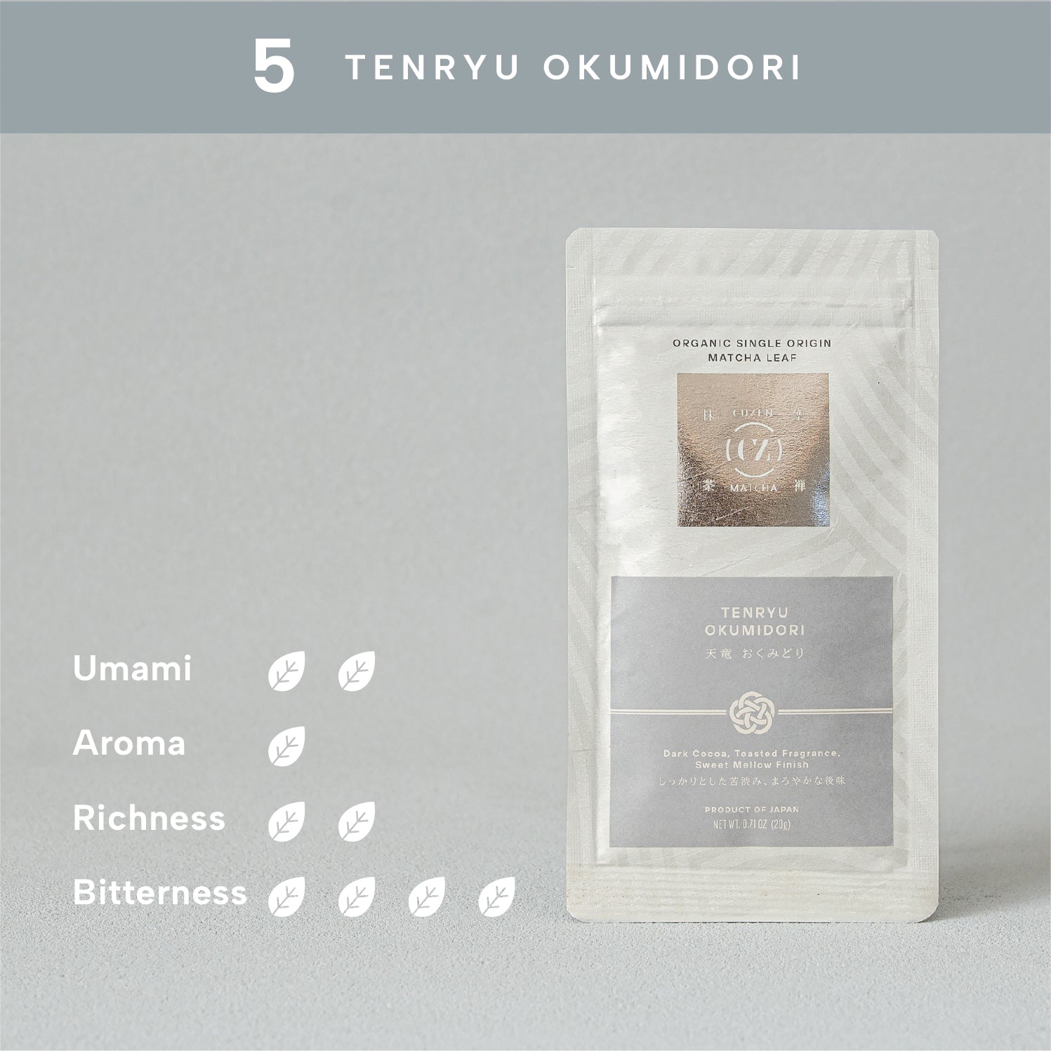 Organic Single Origin Matcha Leaf V01 - 05 Tenryu / Okumidori